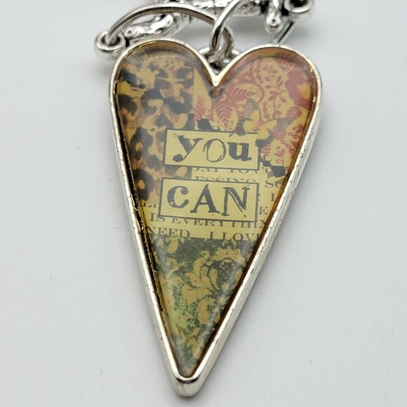 Plunder Design Bird & Heart Pendant Necklace "Believe You Can" Silver/Yellow 35" - Picture 2 of 7